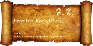 Henrich Koppány névjegykártya